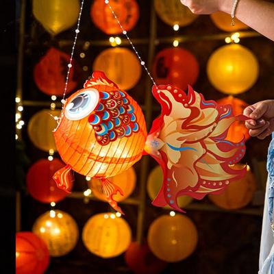 Cartoon Goldfish Mid-Autumn Festival Lantern Material Package Handmade Koi Lantern Mid-Autumn Festival DIY Lantern Kids Gift