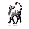 Chinese Cat Enamel Brooch Pin for Women with Abstract Art Cute Kitten Animal Style Lapel Badge Gift for Clothes Bags
