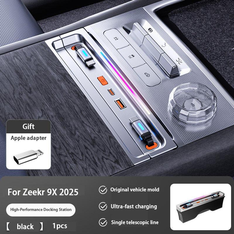 For Zeekr 9X Car Expansion Dock Cigarette Lighter Adapter Expansion Charging 160W Fast Charging Central Control Modification