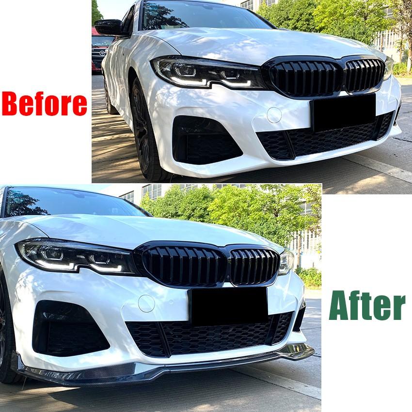 Carbon Fiber Black Front Bumper Spoiler Lip For 2019-2022 Bmw G20 M340I M-Sport