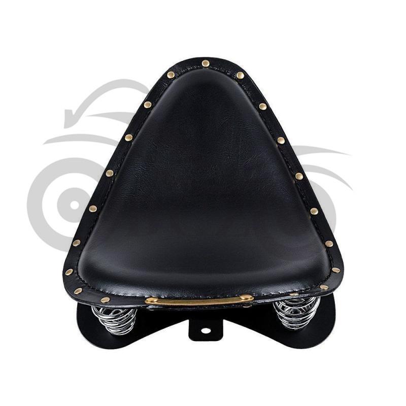 Harley Motorcycle Retro Leather Seat with Copper Rivets & Spring Cushion