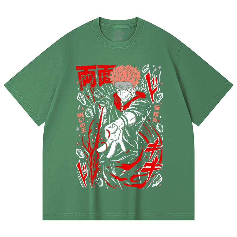 230 Gsm 100% Cotton Jujutsu Kaisen V31 Sukuna Print Unisex Heavy Cotton T Shirt