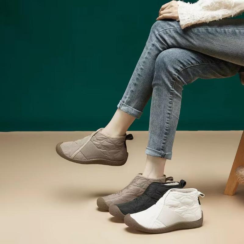 Damen Wasserdichte Winter Stiefeletten, Rutschfeste Warme Faux-Fur Gefütterte Schnee Stiefeletten, Modische Flache Sohle Bequeme Freizeit Schuhe