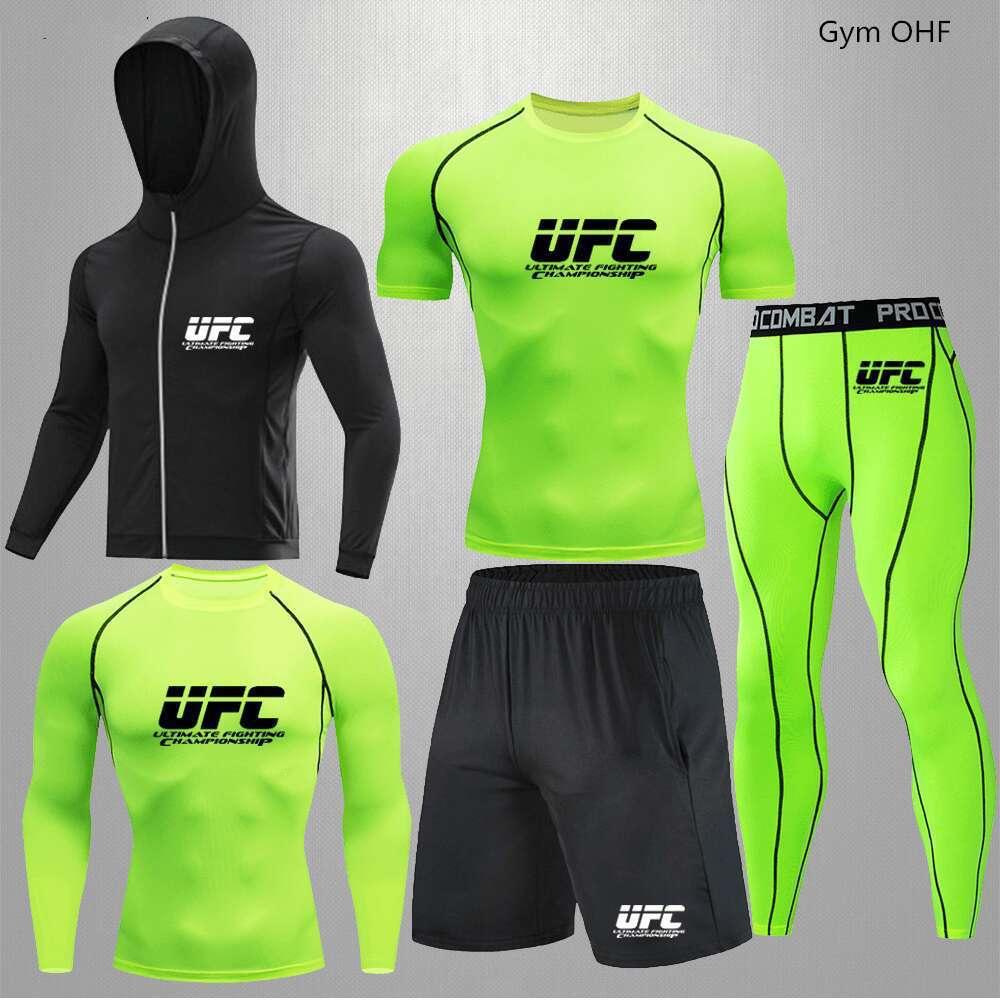 Herren 5-teiliges Cross-Training Kompressionsset - Hohe Elastizität, Schnelltrocknend, Atmungsaktiv für Boxen, Fitness, Laufen & UFC