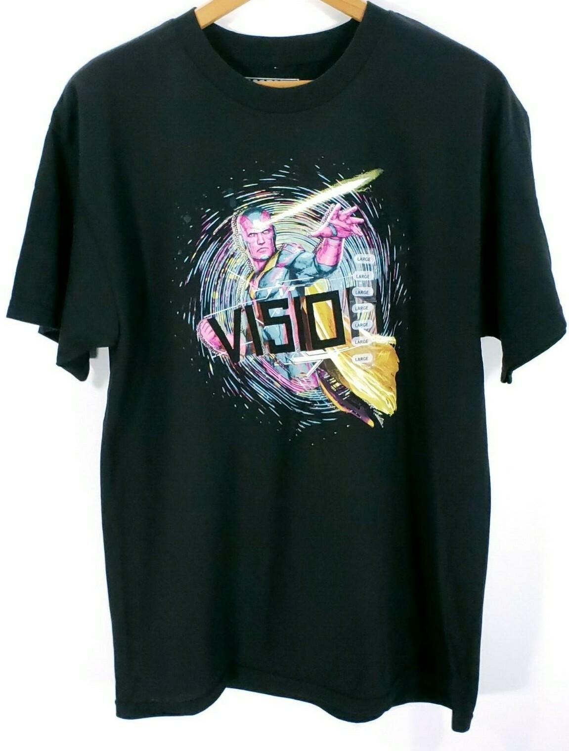 Vision Graphic T-Shirt Men s Large Black Cotton Marvel Comics Avengers S
