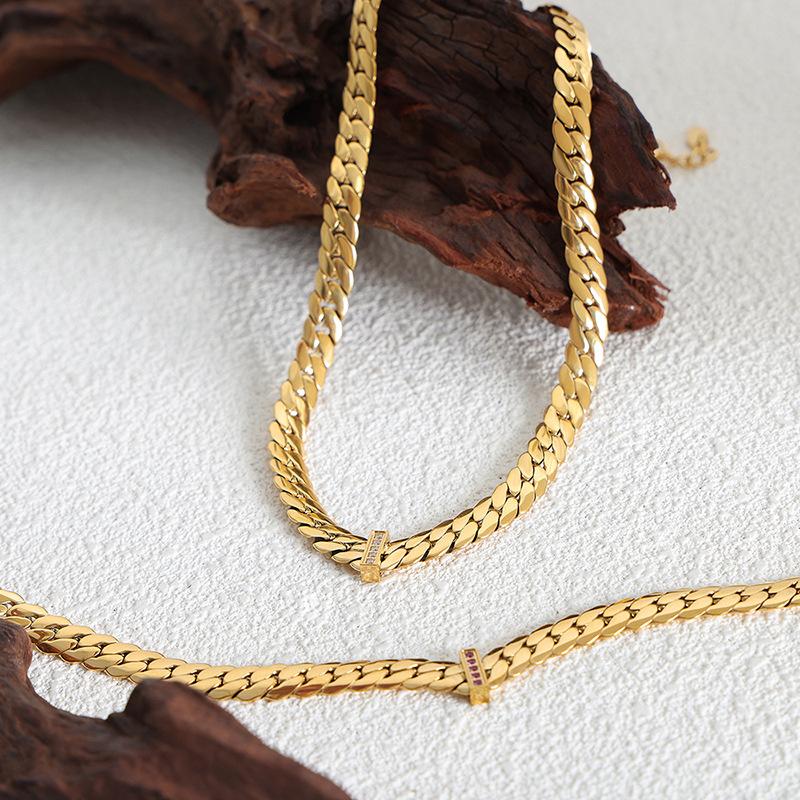 Stal Nierdzewna 316L Naszyjnik Łańcuszkowy Dla Kobiet Pozłacany 18k Inkrustowany Cyrkonem Hip-hopowy Rockowy Styl Grube Naszyjniki