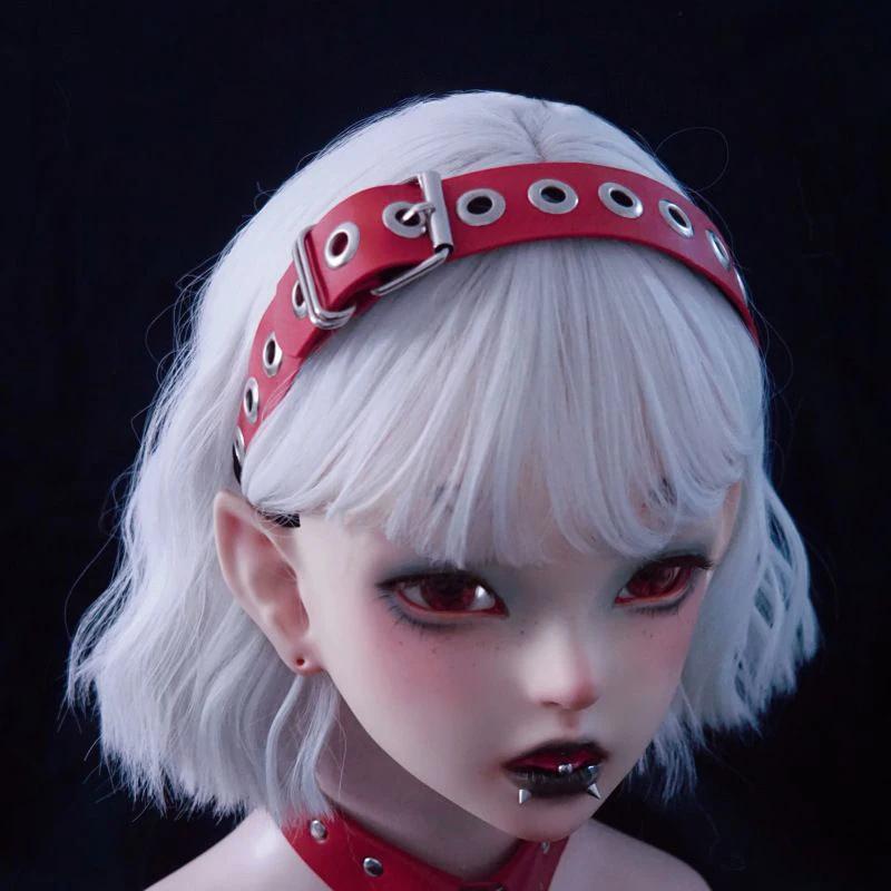 Y2K Gothic Punk Leather Buckle Hair hoop KC headband Harajuku Women Girl Dark Black Punk Hip hop Rock Hairbands Hair Accessories