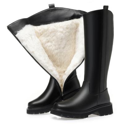 Stivali invernali Donna Vera pelle Lana Stivali alti da donna caldi Stivali da neve da donna di grandi dimensioni