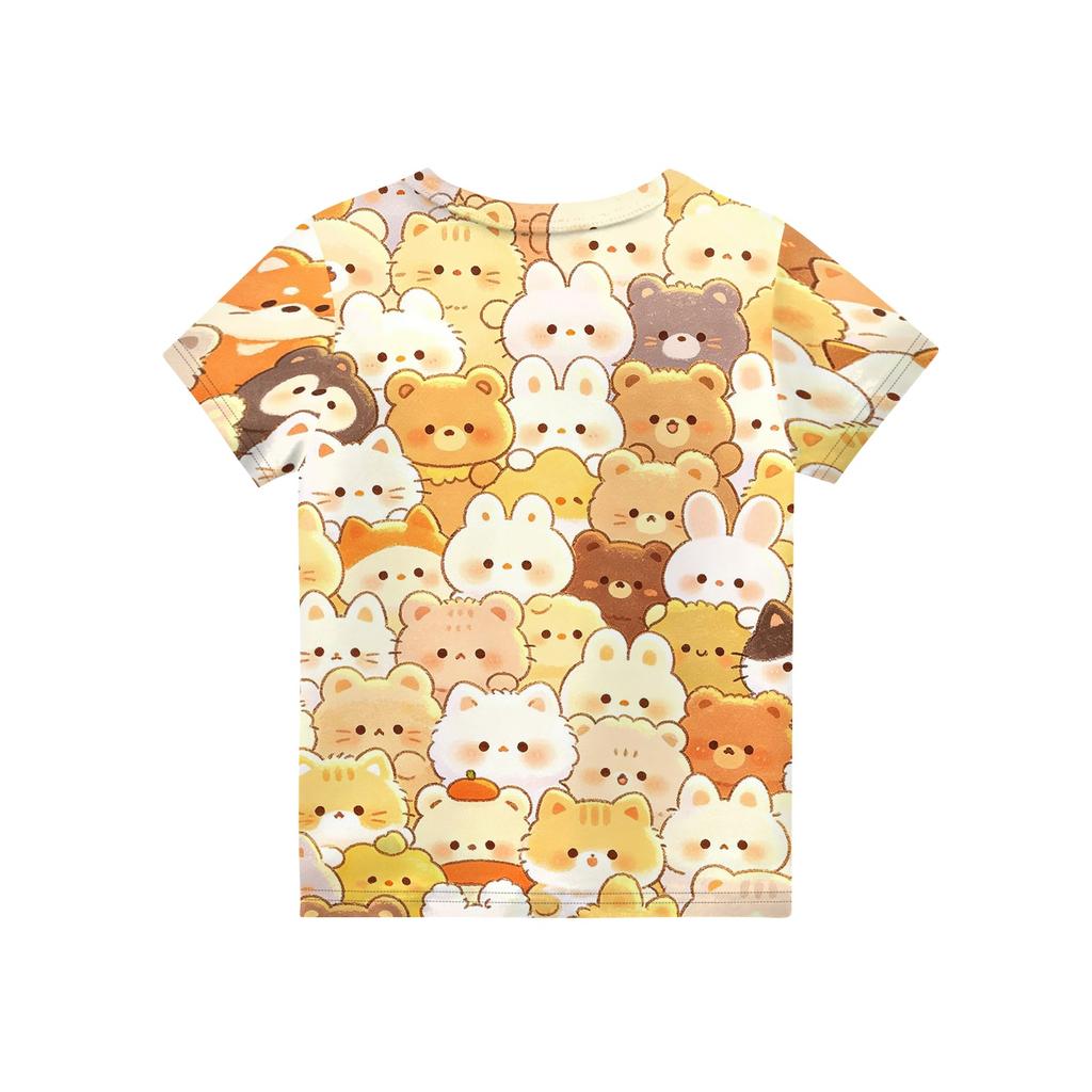 Kids Animal Print Crew Neck Short Sleeve T Shirt Casual Loose Fit Top Soft Comfortable Fabric Suitable for Everyday Wear