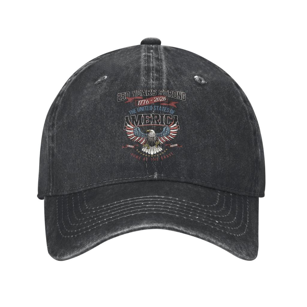 USA Th Anniversary American Baseball Caps Casual Distressed Denim Washed Sun Cap for Unisex Women Outdoor Adjustable Fit Cap