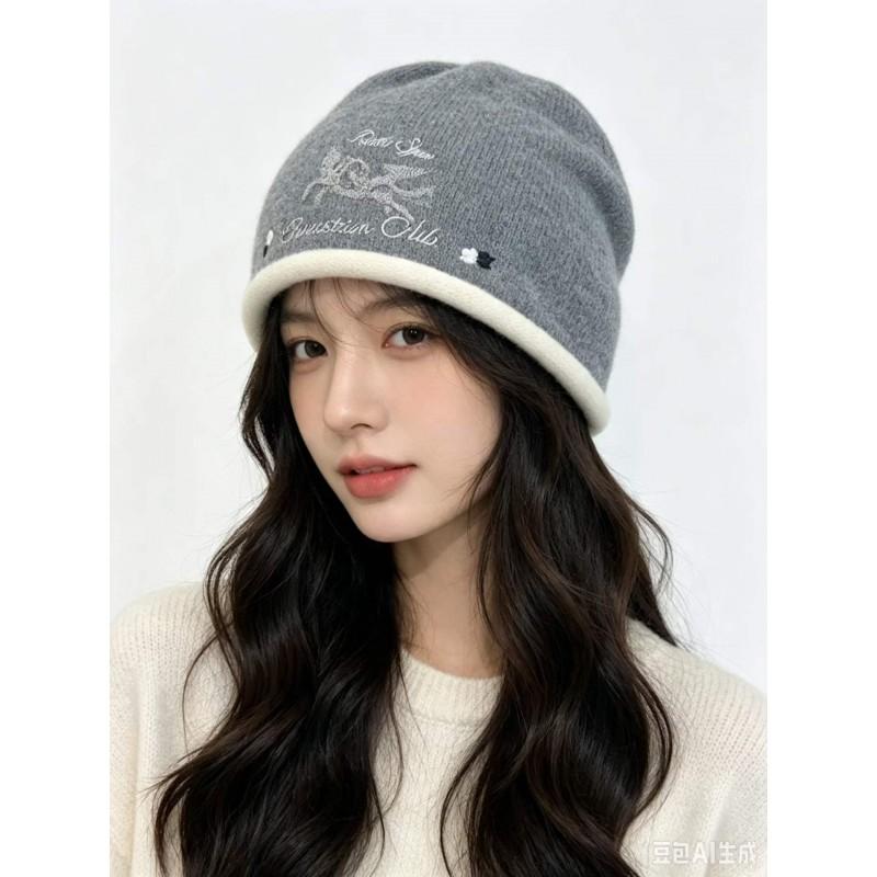 Womens Winter Knit Beanie Hat Warm Fleece Lined Ear Cover Adjustable-Free Foldable Acrylic Cap Cold Weather