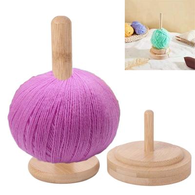 Detachable Base Wooden Yarn Holder Vertical Rotating Handmade Craft Rotating Rack Manual Dispenser Yarn Spool Organizer