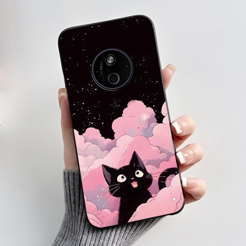 Phone Case For Nokia 125 HMD 110 4G 2024 Casing Luxury Cute Love Rabbit Funny Cartoon Black Matte Soft Silicone Shockproof Cover