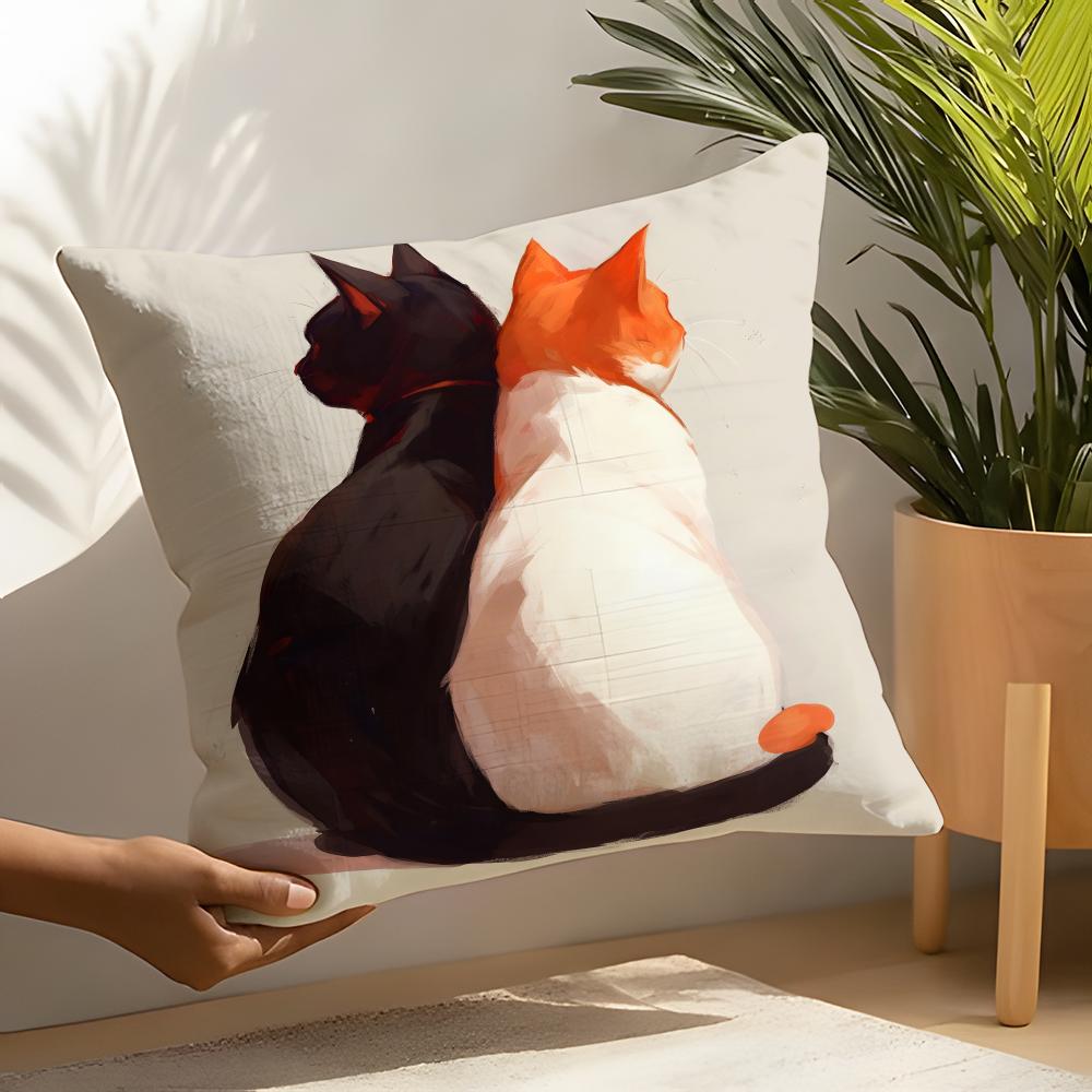 Cute Cartoon Plush Cat 4 Pillow Case Linen Cushion Covers For Decorative Sofa Home Pillows Case Car Chair Pillows Cases