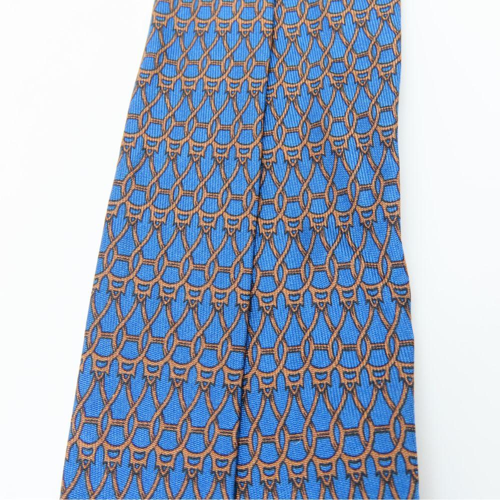 Used HERMES Tie Toyota Limited Edition Silk Blue Brown Suit