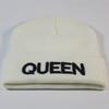European and American Popular KING Embroidered Knitted Hat QUEEN Couple Winter Women's Wool Hat