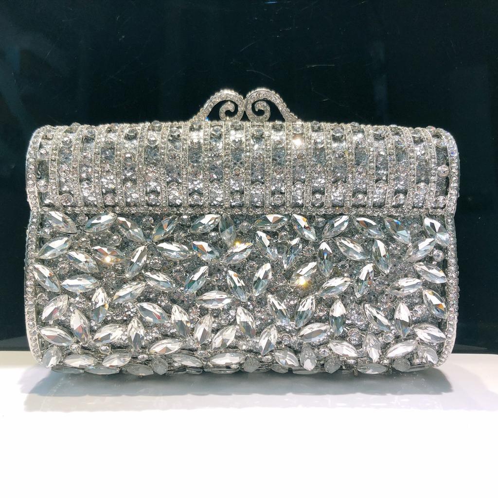 Mermaid Handmade Diamond-encrusted Evening Bag Foreign Trade Empty Metal Hard Box Full of Diamonds Hand Bag for Women Stone Clut