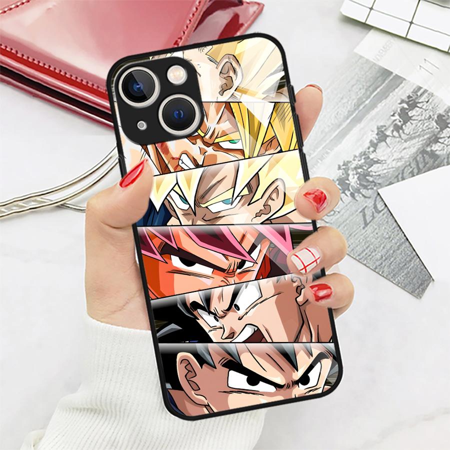 D-ragonS B-allS Goku Art Case for iPhone 17 Pro Max Air 15 Plus 14 11 16 12 8 13 XR Glass Phone Cover