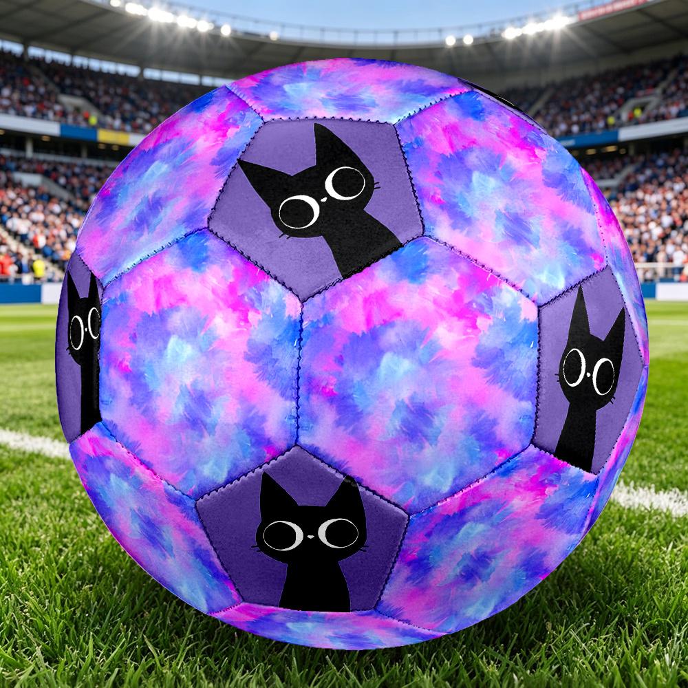 1PC Abstract Watercolor Fusion Gothic Cat Silhouette Soccer Ball Size 5 Football Machine Sewn Indoor/Outdoor Universal Football Gift W69