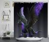 Thème Fantasy Médiévale Dragon Violet Rideau de Douche Animaux Magiques Tissu Polyester Rideau de Bain Pour Décoration de Salle de Bain Avec Crochets