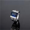 Wosikate Trendy Sapphire   Copper Wedding Jewelry Open Ring For Men Engagement Party Gift Business Ring