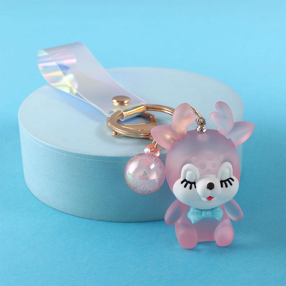 Creative Bag Pendant Acrylic Led Flashlight Keychain Car Keyring Key Lanyard Elk Keychain