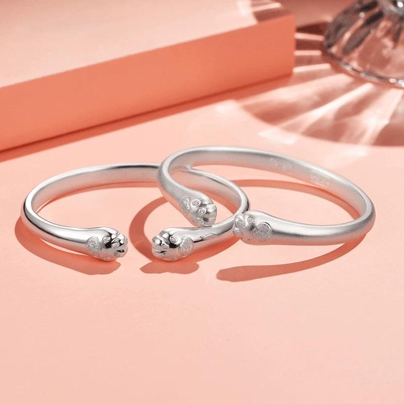 Matte Gold Cuff Bangle With Adorable Cat Paw Details Adjustable Opening For Daily Wear Birthday Gift For Cat Loving Women