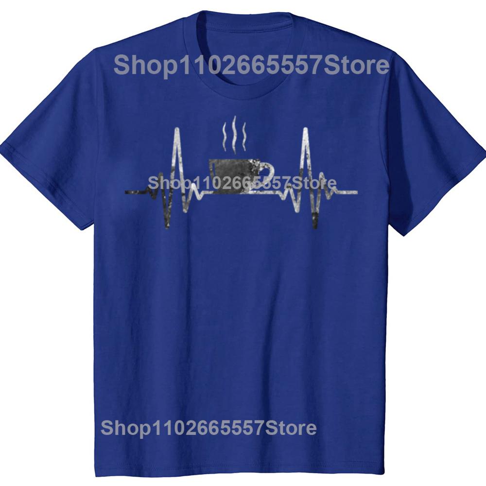Funny Heartbeat Coffee Graphic Tshirts Men Womens Fashion Casual Tshirt 100 Cotton Loose Oversized Coffee Cup T Shirt