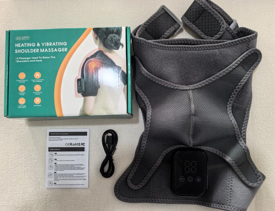 Vibrating Heated Shoulder Pad: 3 Vibration Modes & Heat Levels for Physiotherapy Massage