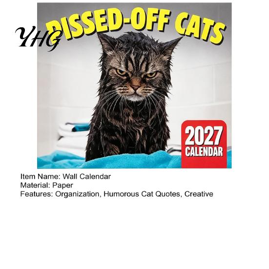 Humorous Animal Calendar 2027 Cat Wall Calendar, January - December 2027, Funny Office with Photos 12 Months Hanging Planner for Home Decor