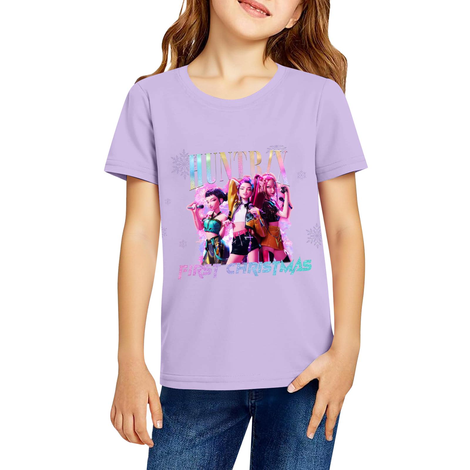 

Модная рабочая одежда с короткими рукавами и круглым вырезом, топы с принтом для детских летних топов 130