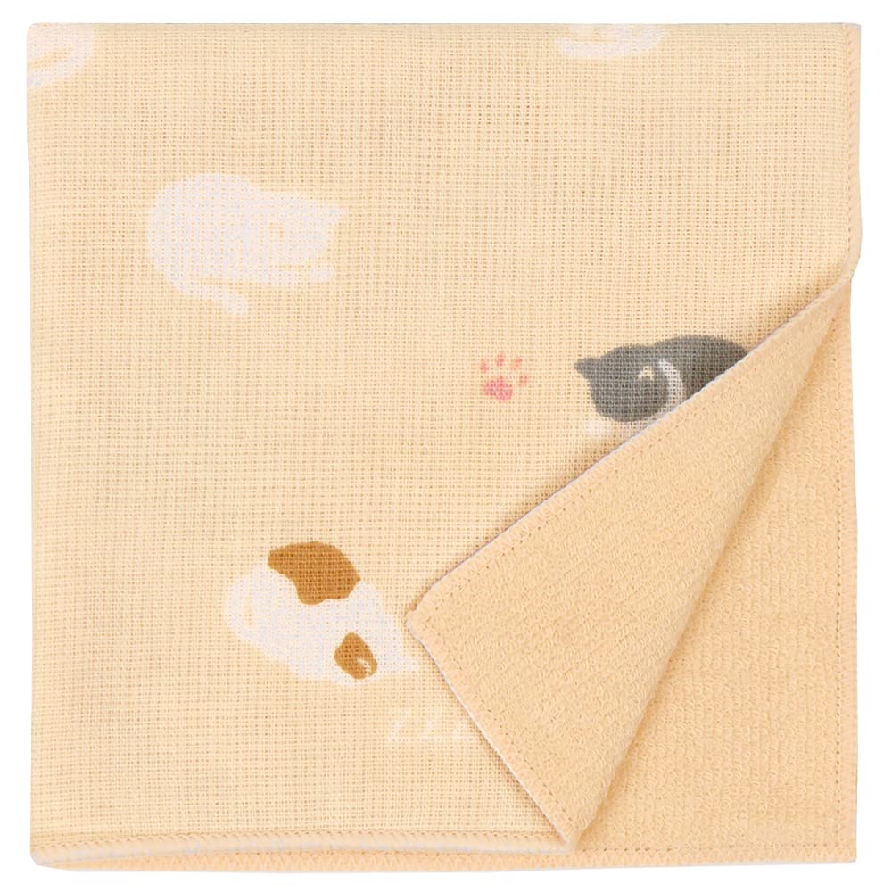 Hamamonyo Japanese Towel Sleeping Cat Semi-Wash (Towel Handkerchief) - Sorry, бежевый