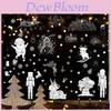 Autocollant statique flocon de neige de Noël avec le Père Noël et un bonhomme de neige pour décoration de fenêtre
