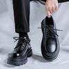 Plateau-Schuhe im britischen Stil, kleine schwarze Lederschuhe für Herren, koreanische Version, runde Spitze, Derby-Schuhe, trendige Retro-Ins, vielseitige Schuhe 58863-R