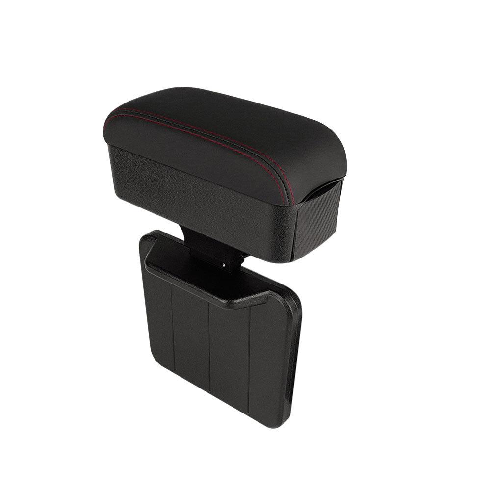 Car Armrest Center Console Organizer with Retractable Cup Holder Adjustable Forward and Back for Manual Gear Large Storage Box