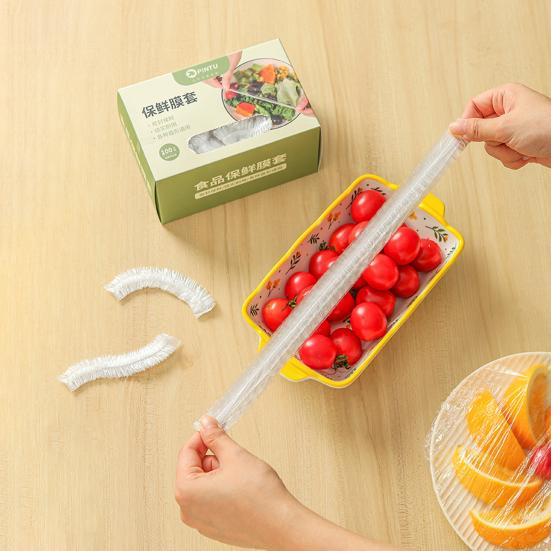 100 Stück Schüsselhüllen aus Plastikfolie, wiederverwendbar, elastisch, zur Aufbewahrung von Lebensmitteln, durchscheinende Farben, dehnbare Aufbewahrungshüllen für Lebensmittelschüsseln für Picknicks in der Küche