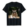 Funny Raccoon Drinking Coffee Sunglasses Animal Meme T-shirt For Men Women 100% Cotton T Shirts Short Sleeve Tops 0204-1 - Me...