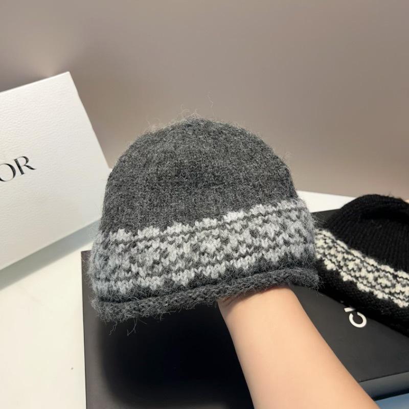 Niche Wool Blended Internet Celebrity Versatile Casual Jacquard Knitted Hat Ear Protection Warm Fisherman Basin Hat Men and Women