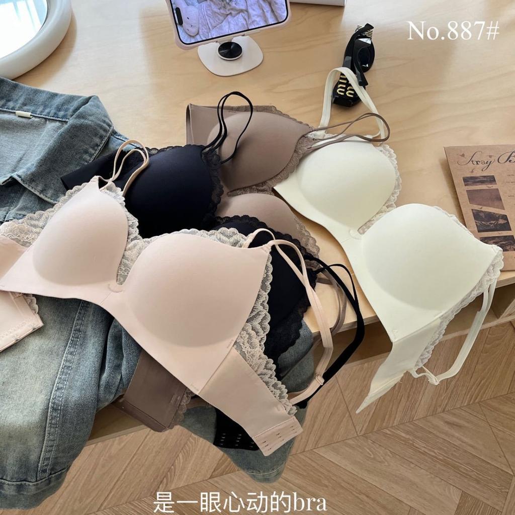 Small breasts show big gathering underwear women's no steel ring sexy lace collection breast anti-sagging seamless bra cover palm cup