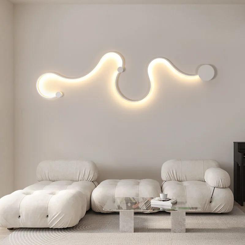 

Простой линейный настенный светильник, светодиодный, в форме змеи, декоративный, трехцветный, затемняющий, внутреннее освещение, прикроватный фонарь для гостиной warm light белый
