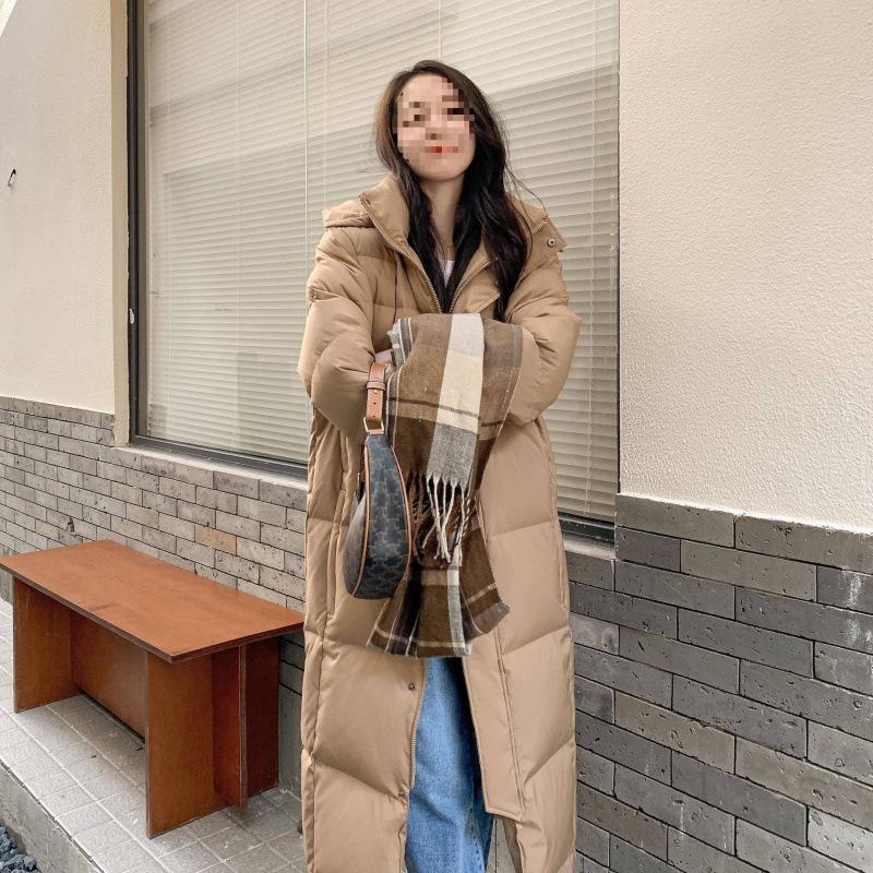 Women's 2025 Winter Super Long Over-the-Knee White Duck Down Jacket - Thick, Loose, Couple's Style, Central Academy of Drama Inspired.