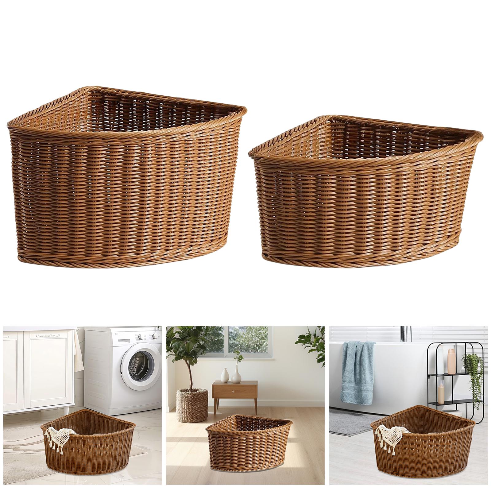 

Corner Storage Basket,Multifunctional,Storage Bin,Farmhouse,Home Decor,Woven Triangular Shelf Basket for Bathroom Pantry Radius 26.5cm