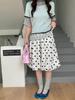 Thirteen Row Women's Fluffy Polka Dot Skirt with Elastic Waist