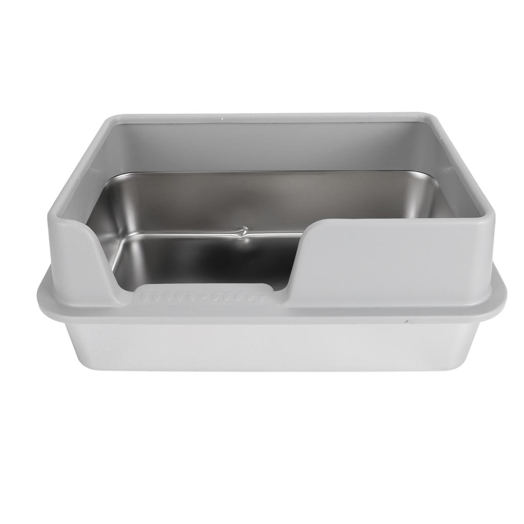 Stainless Steel Litter Box High Sides Anti Splashing Easy To Clean Enclosed Cat Litter Box for Small Medium Cats