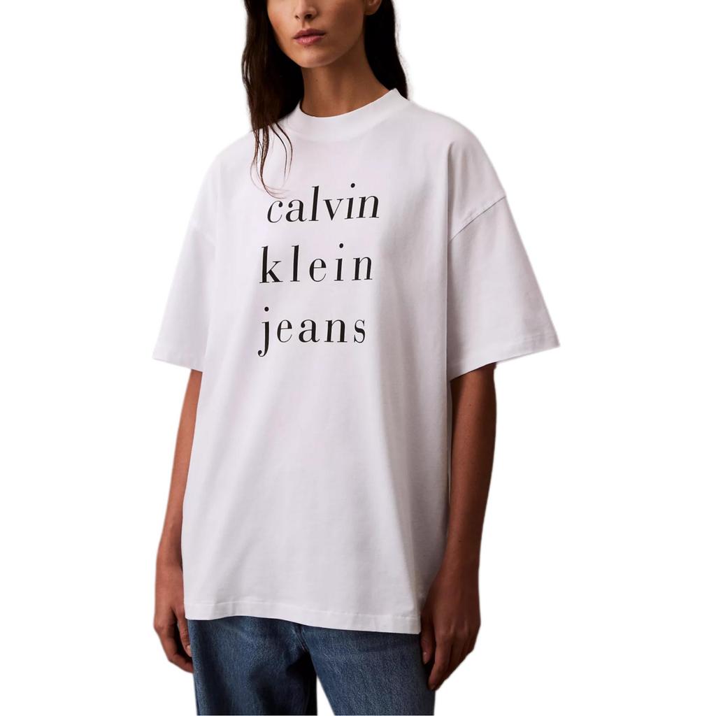 Calvin Klein Casual Comfortable Round Neck Loose Short Sleeve T-Shirt Women Tops Bright-White 47B827G-110