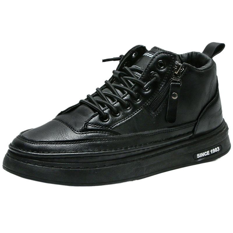 2025 Autumn and Winter New High-top Business Casual Leather Men's Shoes Zipper Martin Boots Trendy Short Boots Men's Board Shoes