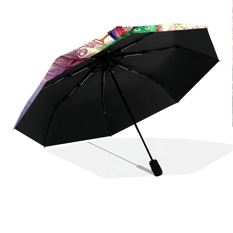 1 PC Automatic Folding Umbrella - Peacock Garden Pattern, Portable & Foldable Design with 8 Ribs, Christmas Birthday Gifts