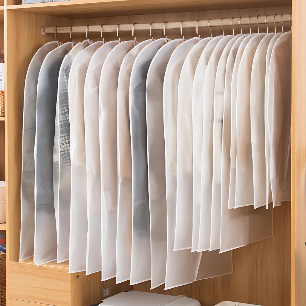 1/3/5/10PCS Washable Clothes Hanging Dust Cover Wedding Dress Cover Suit Coat Storage Bag Wardrobe Hanging Clothing Organizers
