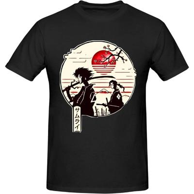 Taofeite Szamuráj Anime Champloo Póló Férfi Légáteresztő Egyedi Pamut Rövid Ujjú Póló Divatos Alkalmi Felső Fekete