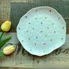Korean Ins Style Handmade Ceramic Plate Irregular Floral Cake Dessert Dish